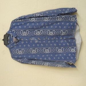 Double Impact Vintage Bandana Print Chambray Button Down Shirt Size XL